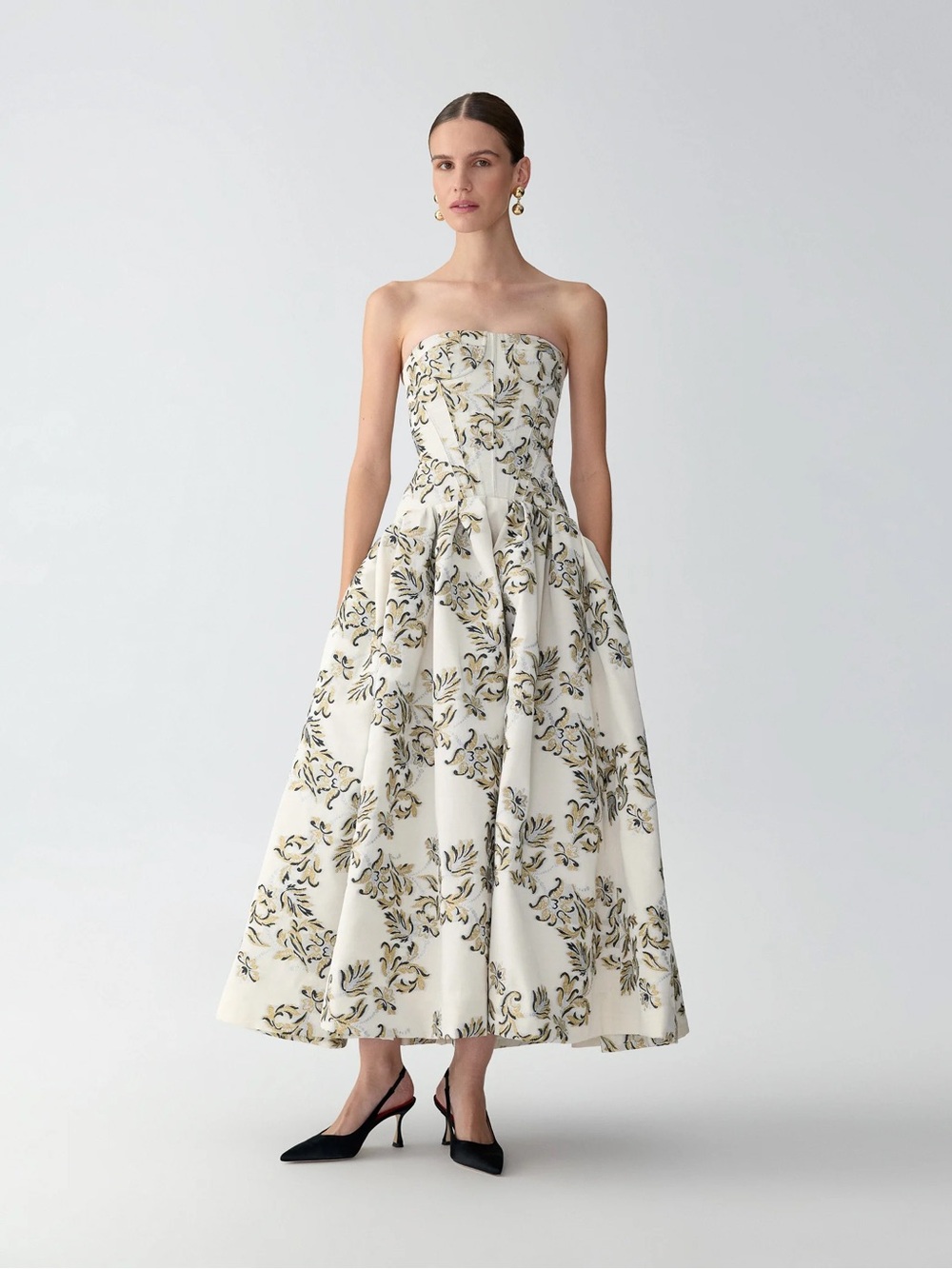 Carolina Herrera Trellis Jacquard Strapless Gown